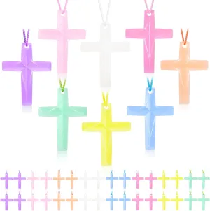 Plastic Cross Christian dispatch pain trace unselfish Gift Bulk Religious Party Favors Toy for Sunday School Church Easter Vacation Bible School Operation Christmas,8 Colors(Macaron color) 256 Pcs Crystal Cross Necklace, 