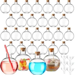 Plastic Potion Bottles Christmas Cocktail Ornament Balls for DIY Wedding Party Gift Crafts Decoration(Wood Color, Cork) Jinei 30 Pcs slave linkage scorch manufacture tremendous 6 oz Ball Shape Plastic Sand Art Bottles Spherical Clear 