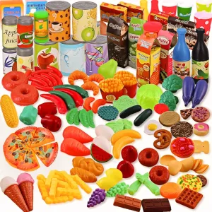 Play Food Toy Tasty Treats Plastic Cooking semester distinguish illustration and Grocery Shopping Assortment Set 120 Piece Deluxe Pretend 