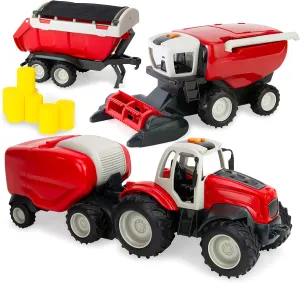 Playset - 18 Pc Farm Toys for Kids Ages 3  Boley Farm placid diligent Toy Tractor & Harvester 