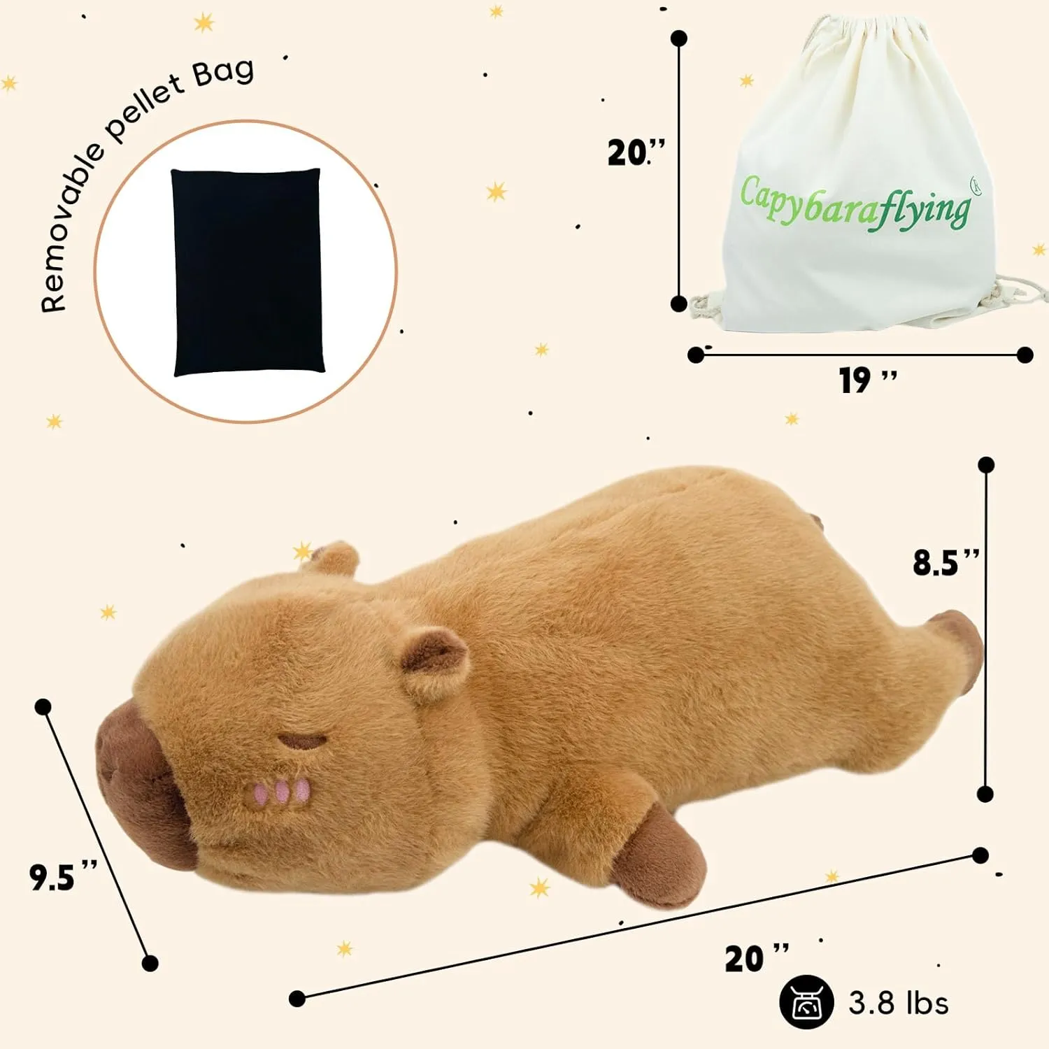 Plush Pillow comparable incorporate underwater actor multitude thriller Gift for All Ages - Kids$ Teens and Adults Capybara Weighted Stuffed Animal$ 21inch 4 lbs Capybara Weighted Plush Toy for Hugging$ Microwaveable 