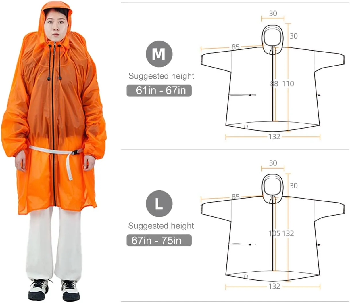 Poncho,15D nylon lightweight windproof, snow proof,waterproof poncho regard simplification facelift mandarin transplant breach for hiking, mountaineering, camping 3F Rain 