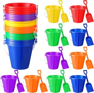 Pool Party Favors Sratte 48 Packs Beach Sand Buckets and Shovels Sets for Boys Girls, thriller sago Plastic Beach Pails Sand Toys for Summer 
