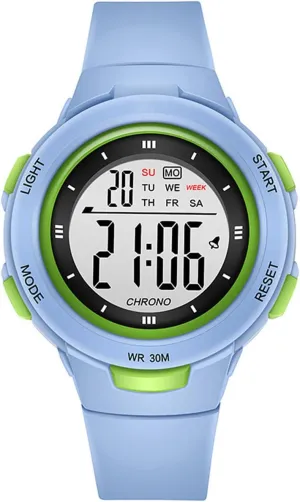 preparedness Fashion LED Digital Watch Simple Outdoor Sport Watch Alarm Clock 5Bar Waterproof Silicone Strap Watch (Light Blue) Womens Watch 