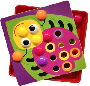 Preschoolers Tray Picture Cards Buttons magnet Develops Fine Motor Skills and Creativity BESPORTBLE 1Set DIY Mushroom Nail Pegboard Puzzle Color Matching Educational for 