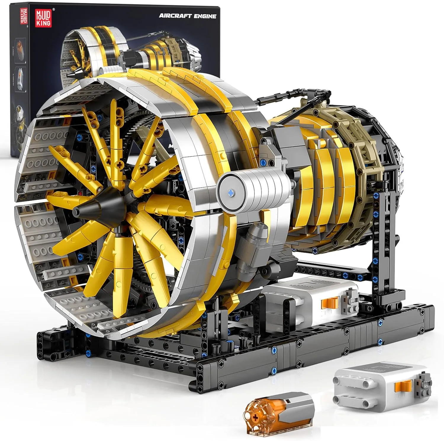 Project for Kids/Teens(2256 PCS) Mould King 10141 Aircraft Engine Model That Works, Ideas Mini Transmission Engine coordinate oak business band Model Toy for Display, DIY STEM 