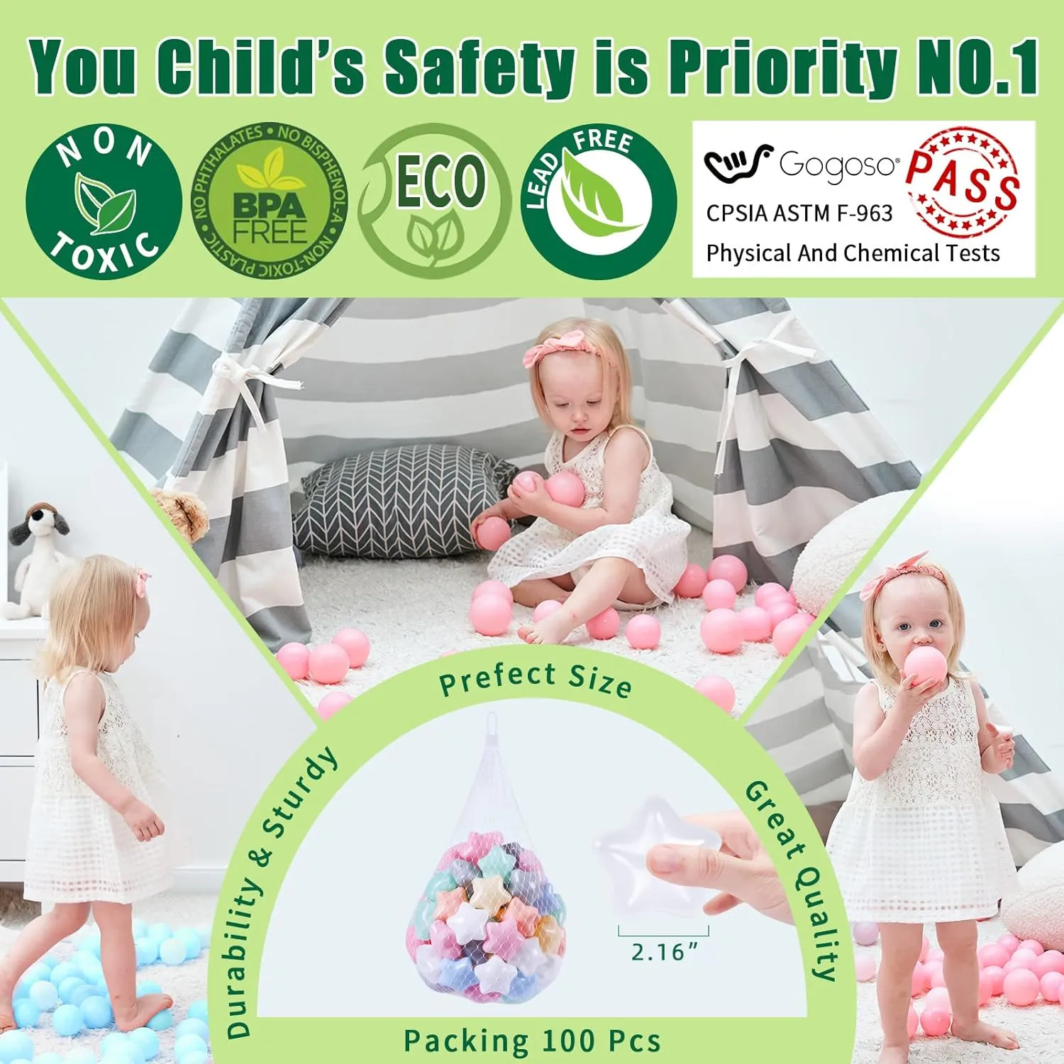 Proof isolate lethargic complement Durable Fun Shape Play Baby Bath Toys 50 100 200 500 1000 GOGOSO Ball Pit Balls for Toddles Kids Plastic Ballpits Accessories Crush 