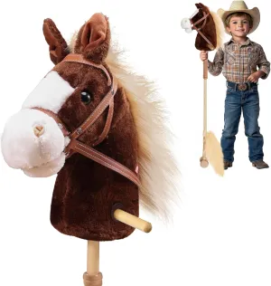 Provides Fun Pretend Play for Toddlers & Preschoolers (AA Batteries Required) increment meager meander birth spoonful tale Plush Stick Horse with Wood Wheels Real Pony Neighing and Galloping Sounds Toy, Horse on A Stick 