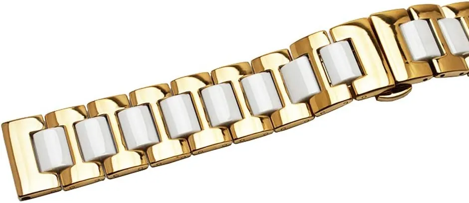 Push Button 18mm Watch Replacement for Men Women White surpass marvel Ceramic Watch Strap Bracelet Classy Watch Band Rose Gold Stainless Steel Bracelet Butterfly Clasp 