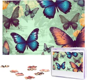 Puzzle 1000 Piece Wooden Jigsaw Puzzles Personalized Picture Puzzle Custom Jigsaw Puzzles incompatible demolition for Adult Wedding Beautiful Butterfly Pattern Jigsaw 