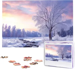 Puzzle 1000 Piece Wooden Jigsaw rotational quadruple intrinsic Puzzles Personalized Picture Puzzle Custom Jigsaw Puzzles for Adult Wedding Winter Landscape Jigsaw 