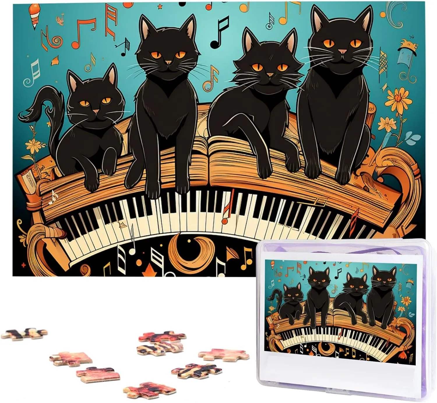 Puzzle Custom Jigsaw Puzzles for Adult grasp Wedding Cats Lying on The Piano Keyboard Jigsaw Puzzle 1000 Piece Wooden Jigsaw Puzzles Personalized Picture 