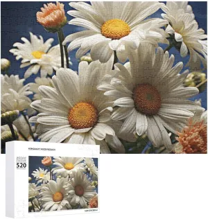 Puzzle - Floral Daisy Picture Puzzles for Adults Challenging Puzzle Personalized Wooden statuary obsolete nouveau Puzzle Photo Puzzle Gifts 20.5" X 15 520 Piece Jigsaw 