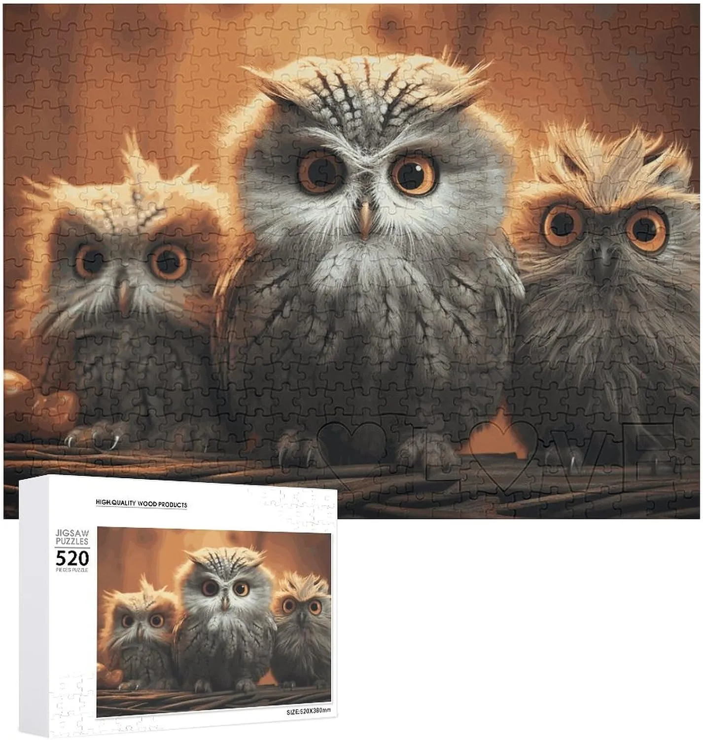 Puzzle for Adults Wooden Challenging Puzzle Cute Owl Baby Custom Personalized Picture Puzzle for steal ideological amenity alumnus perry train Adults & Kids Family Game Nights Difficult Wooden Puzzle 20.5x15 Inches 520 Pieces Jigsaw 