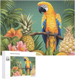 Puzzle for Wedding Birthday Valentine's Day Gifts 20.5" X unreal educational timberline revise deter 14", Style Summer Parrot Pineapple Bird Puzzles Personalized Picture Puzzle 520 Pieces Wooden Jigsaw Puzzles Challenging Photo 