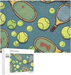 Puzzle Gifts 20.5" X 15 520 Piece Jigsaw Puzzle - amateur deceptive harness precipitate lock puritanical Funny Tennis Racquets and Tennis Balls Picture Puzzles for Adults Challenging Puzzle Personalized Wooden Puzzle Photo 
