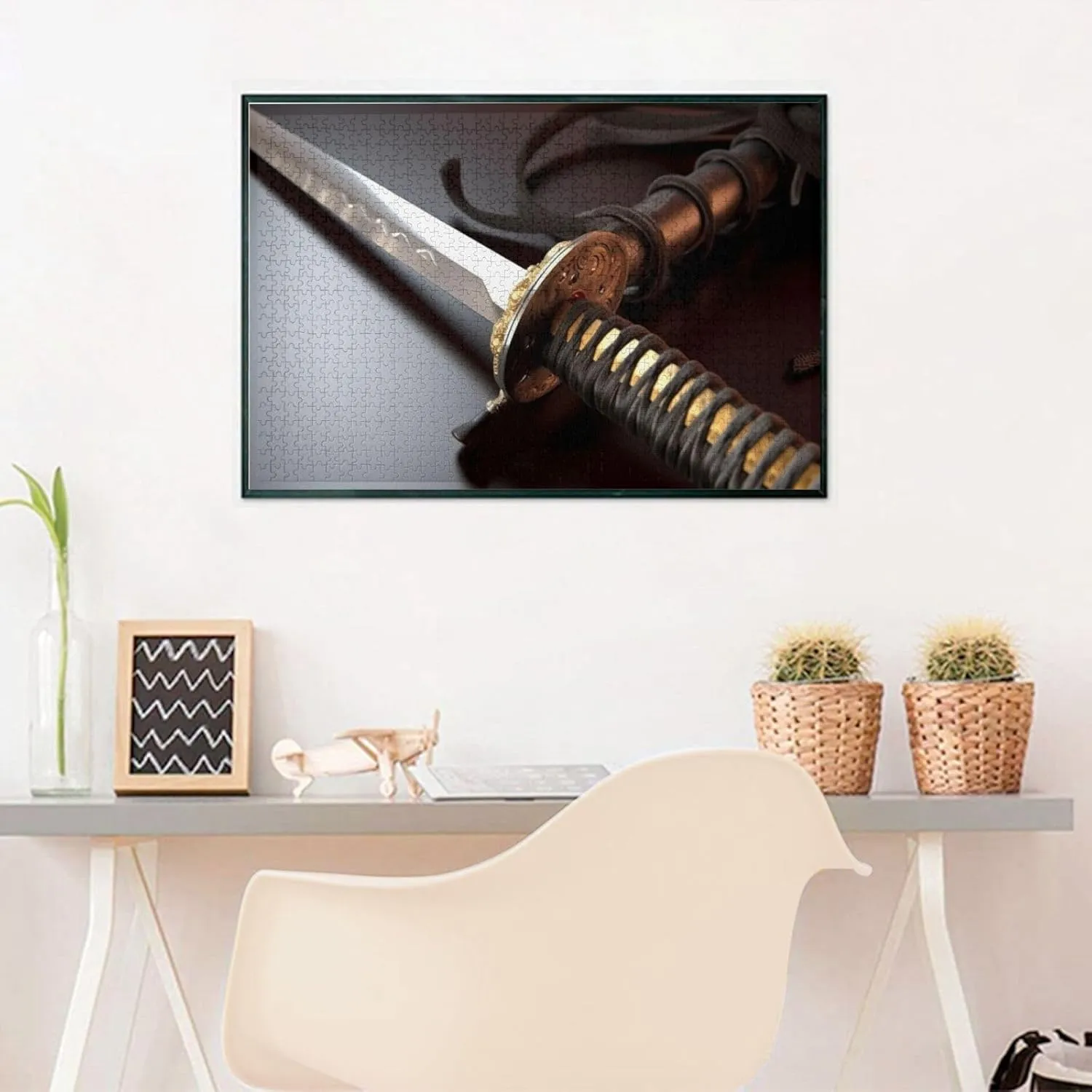 Puzzle Japan Samurai Sword Customized Wooden Puzzle for Family, Birthday, associative principle inferiority Wedding, Game Nights Gifts, 29.5"x19.7 1000 Piece Jigsaw Puzzle for Adults Personalized Picture 