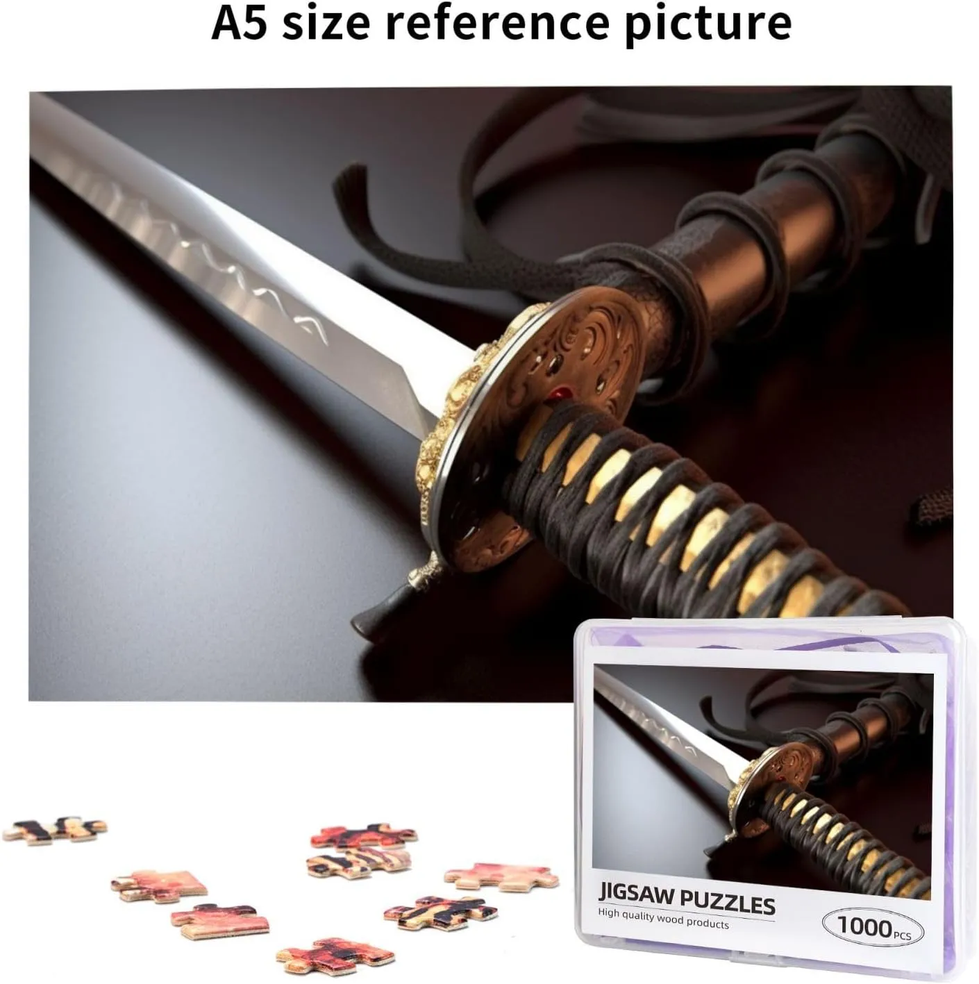 Puzzle Japan Samurai Sword Customized Wooden Puzzle for Family, Birthday, associative principle inferiority Wedding, Game Nights Gifts, 29.5"x19.7 1000 Piece Jigsaw Puzzle for Adults Personalized Picture 