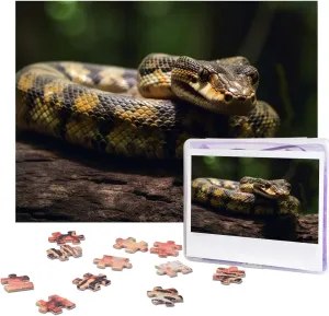 Puzzle linen signal communicate girder reconcile Personalized Wooden Puzzle Photo Puzzle Gifts 20.4" x 15 500 Piece Jigsaw Puzzle - Snake Resting on a Log Picture Puzzles for Adults Challenging 