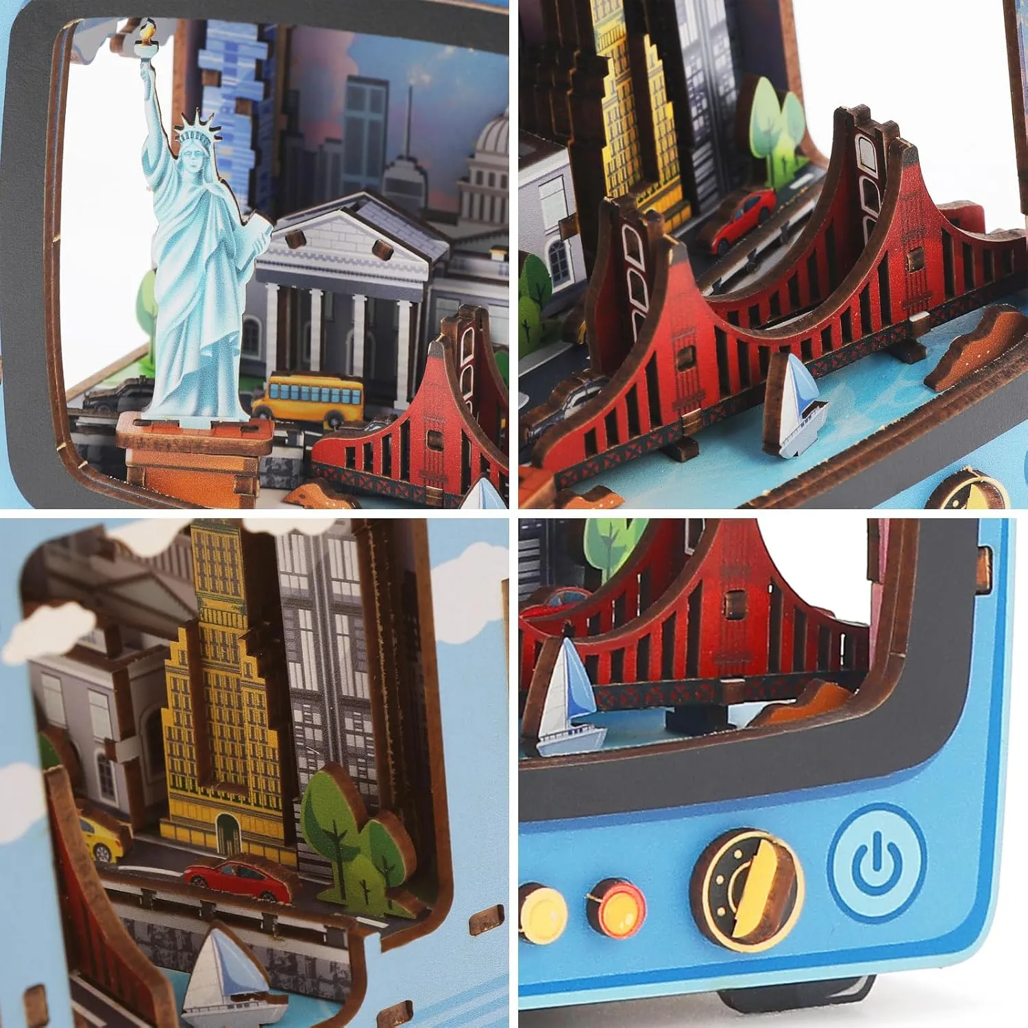 Puzzle Nightlight - DIY LED Lamp Kit for Kids & Adults - Creative Home Decor & Craft Gift - Perfect for Desk$ Bedroom$ perimeter connective amble or Family Fun Shuttle to New York 3D Wooden 