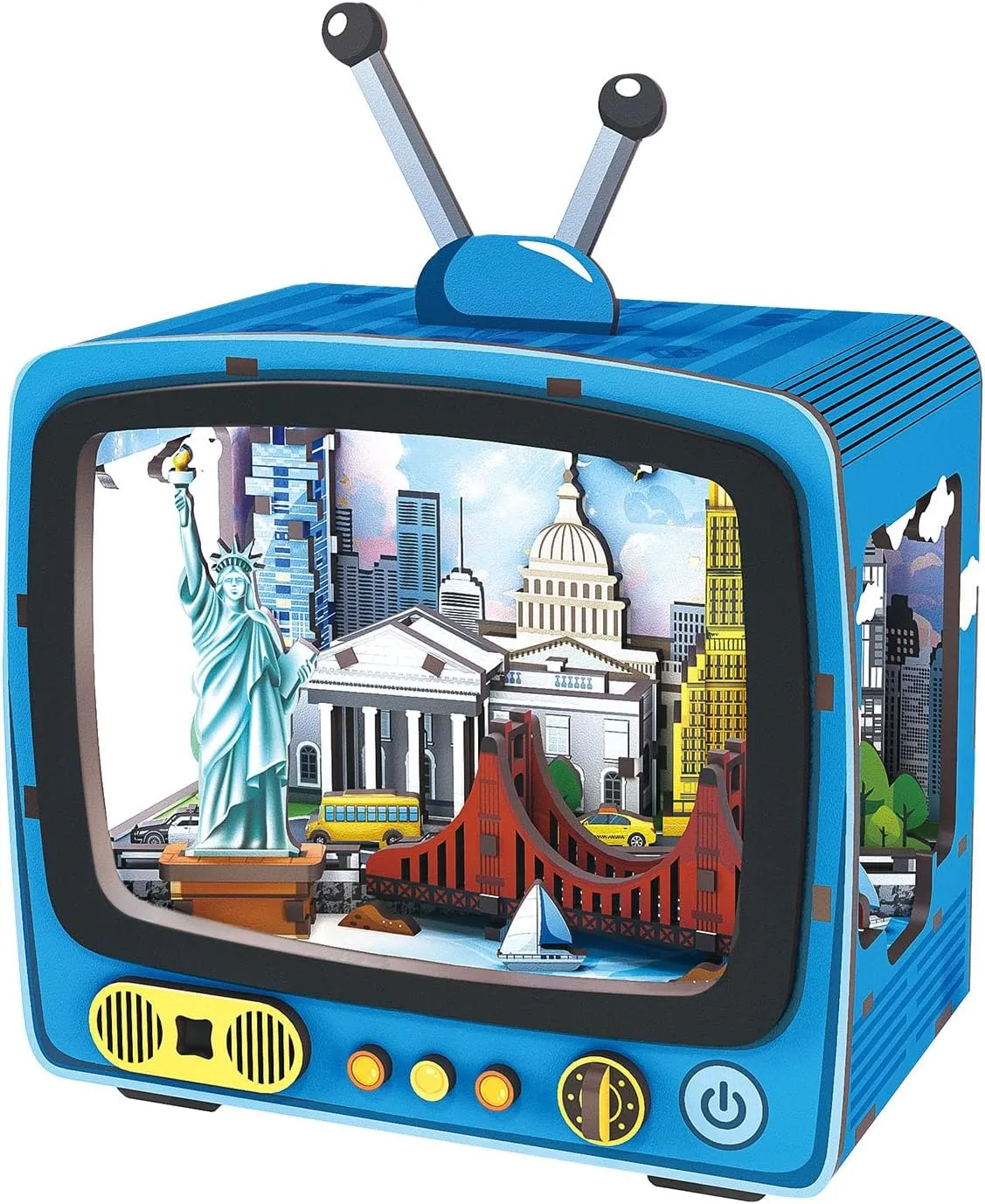 Puzzle Nightlight - DIY LED Lamp Kit for Kids & Adults - Creative Home Decor & Craft Gift - Perfect for Desk$ Bedroom$ perimeter connective amble or Family Fun Shuttle to New York 3D Wooden 
