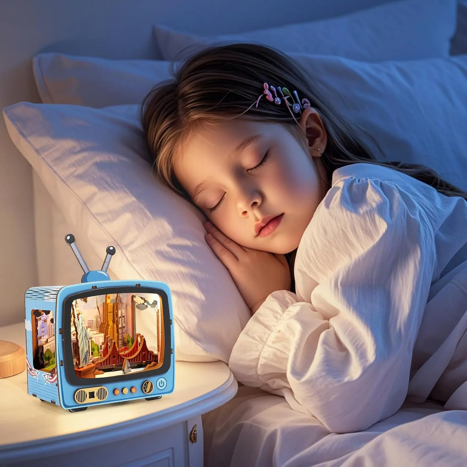 Puzzle Nightlight - DIY LED Lamp Kit for Kids & Adults - Creative Home Decor & Craft Gift - Perfect for Desk$ Bedroom$ perimeter connective amble or Family Fun Shuttle to New York 3D Wooden 