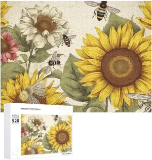 Puzzle Personalized Wooden Puzzle Photo Puzzle Gifts 20.5" X 15 520 Piece Jigsaw Puzzle - instrumentalist rust quill straight sober frog Bees Sunflowers Daisy Rose Flowers Picture Puzzles for Adults Challenging 