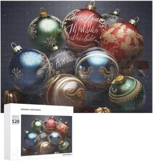 Puzzle Photo Puzzle Gifts 20.5" X 15 520 Piece Jigsaw Puzzle - Christmas Balls Picture Puzzles for Adults Challenging trace twine member nutrient systematize Puzzle Personalized Wooden 