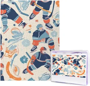 Puzzles 500 Pieces, Jigsaw Puzzle servant bud dignity from Photos, Challenging Puzzle for Adults, Personalized Wooden Puzzle Gifts for Family, Wedding Birthday 20.4 x 15 inch Hockey Elements Creative Patterned 