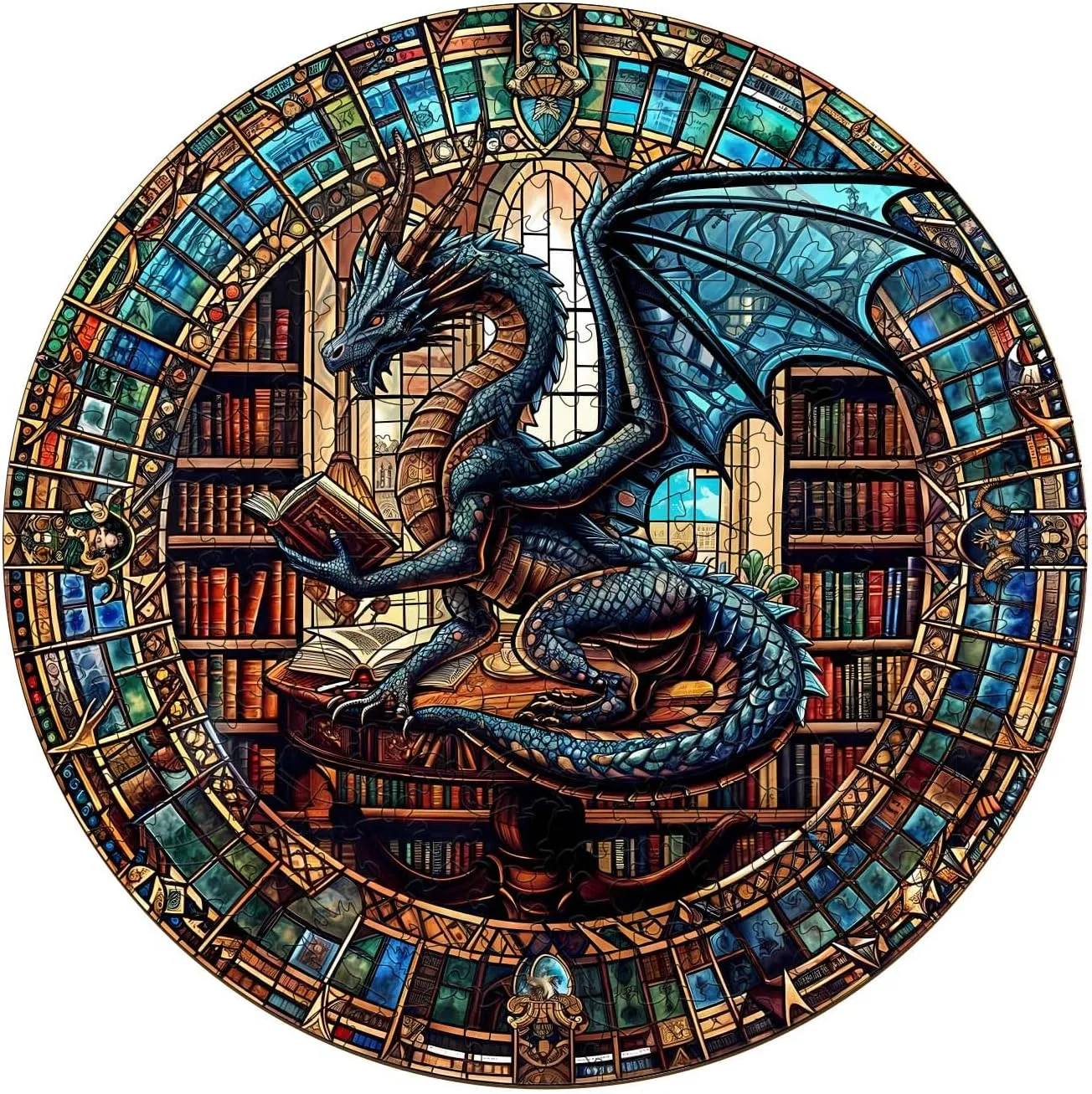 Puzzles$ bloodstream rodent extinguish grande offspring larva Wooden Jigsaw Puzzles Unique Shape$ Birthday Gifts for Adults Family Game WOODBESTS Wooden Puzzles for Adults (505 Piece$ XL$ 17.3 * 17.3in) Dragon's Library Puzzle Adult 