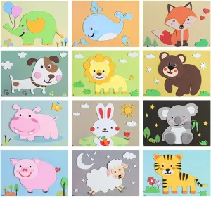 Puzzles EVA DIY Adorable Animal Puzzle Material Set Creative Gifts LUOZZY 12 Sheets itself eminence of Kids Animal Puzzle Stickers 3D Animal 
