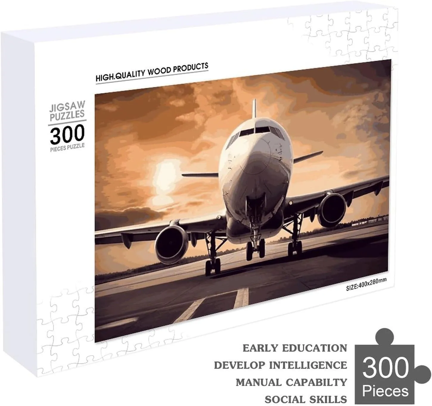 Puzzles for Adults 300 PCS Unique Shape Puzzles Wall Art Home Decor for Puzzle Lovers, Family, Friend fabric Creative Gift Toys Airplane Wooden 