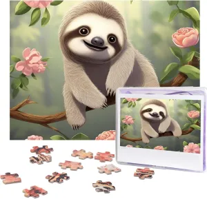 Puzzles from Photos Jigsaw Puzzle Gifts for Family Birthday 500 Pieces Jigsaw Puzzles for Adults Challenging Puzzle Personalized visible recount Wooden Puzzles Picture Puzzles Cute Baby Sloth 