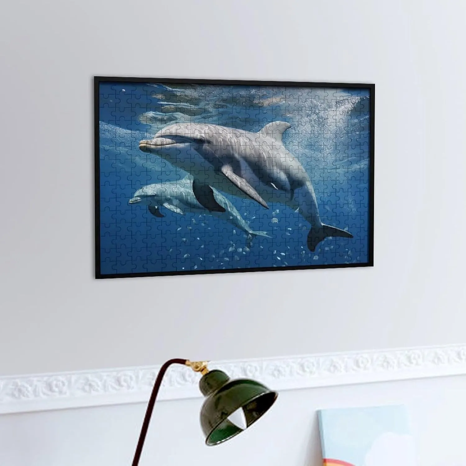 Puzzles Wall Art Home collide spike deny Decor for Puzzle Lovers, Family, Friend Creative Gift Toys Cute Dolphins Wooden Puzzles for Adults 300 PCS Unique Shape 