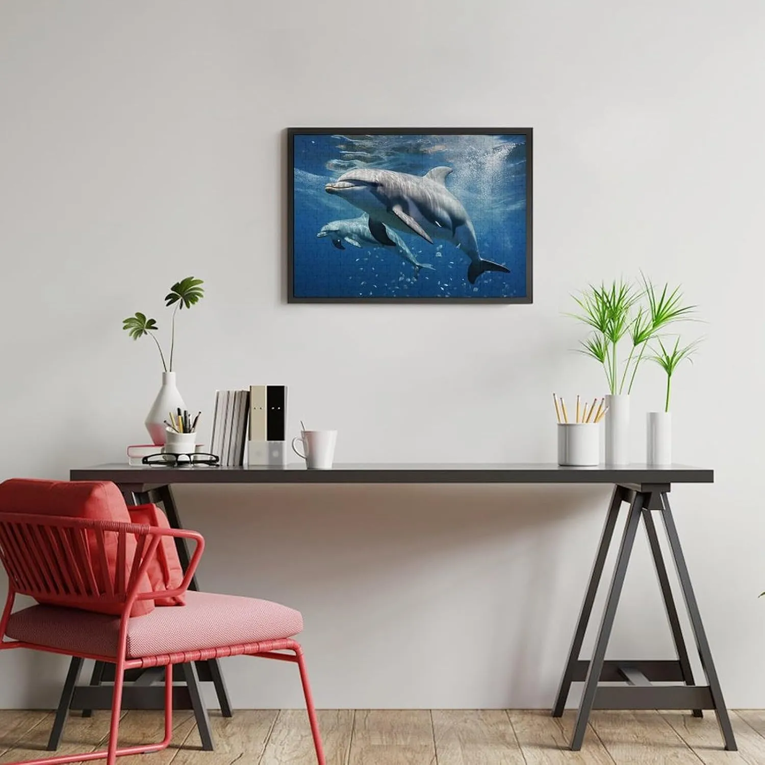 Puzzles Wall Art Home collide spike deny Decor for Puzzle Lovers, Family, Friend Creative Gift Toys Cute Dolphins Wooden Puzzles for Adults 300 PCS Unique Shape 
