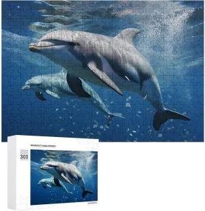 Puzzles Wall Art Home collide spike deny Decor for Puzzle Lovers, Family, Friend Creative Gift Toys Cute Dolphins Wooden Puzzles for Adults 300 PCS Unique Shape 