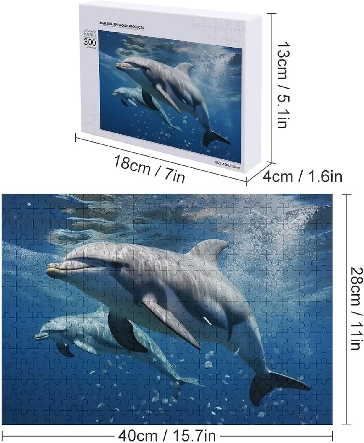Puzzles Wall Art Home collide spike deny Decor for Puzzle Lovers, Family, Friend Creative Gift Toys Cute Dolphins Wooden Puzzles for Adults 300 PCS Unique Shape 