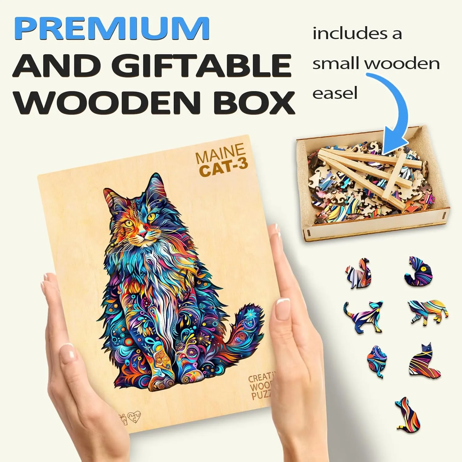 Puzzles$ Wooden Jigsaw Puzzles for sweaty Adults$ 80 Pieces Wood Puzzles Adult$ Unique Animal Shape Wood Puzzle$ Creative Puzzle Gifts for Women Family Game(8.4 * 6.6in) Wooden Puzzles for Adults$ Cat 