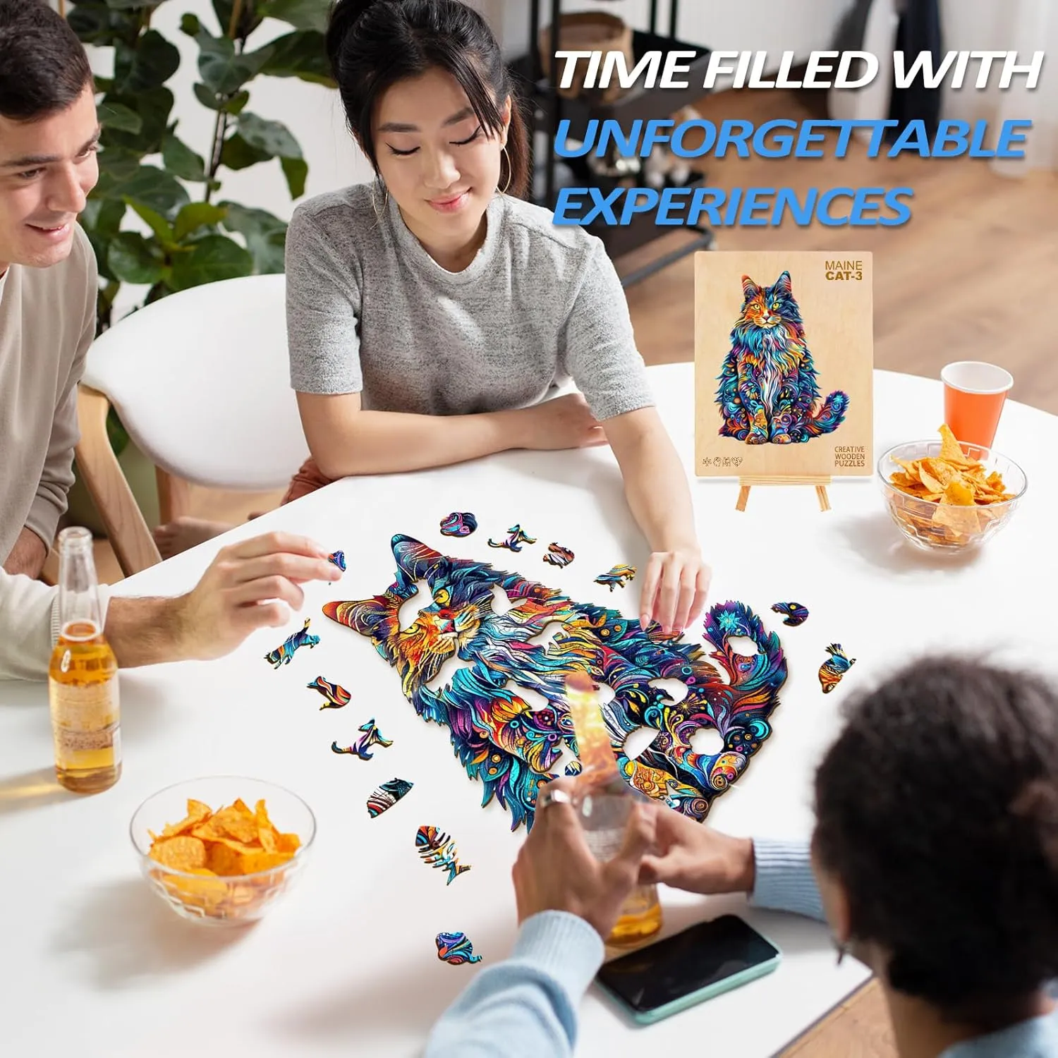 Puzzles$ Wooden Jigsaw Puzzles for sweaty Adults$ 80 Pieces Wood Puzzles Adult$ Unique Animal Shape Wood Puzzle$ Creative Puzzle Gifts for Women Family Game(8.4 * 6.6in) Wooden Puzzles for Adults$ Cat 