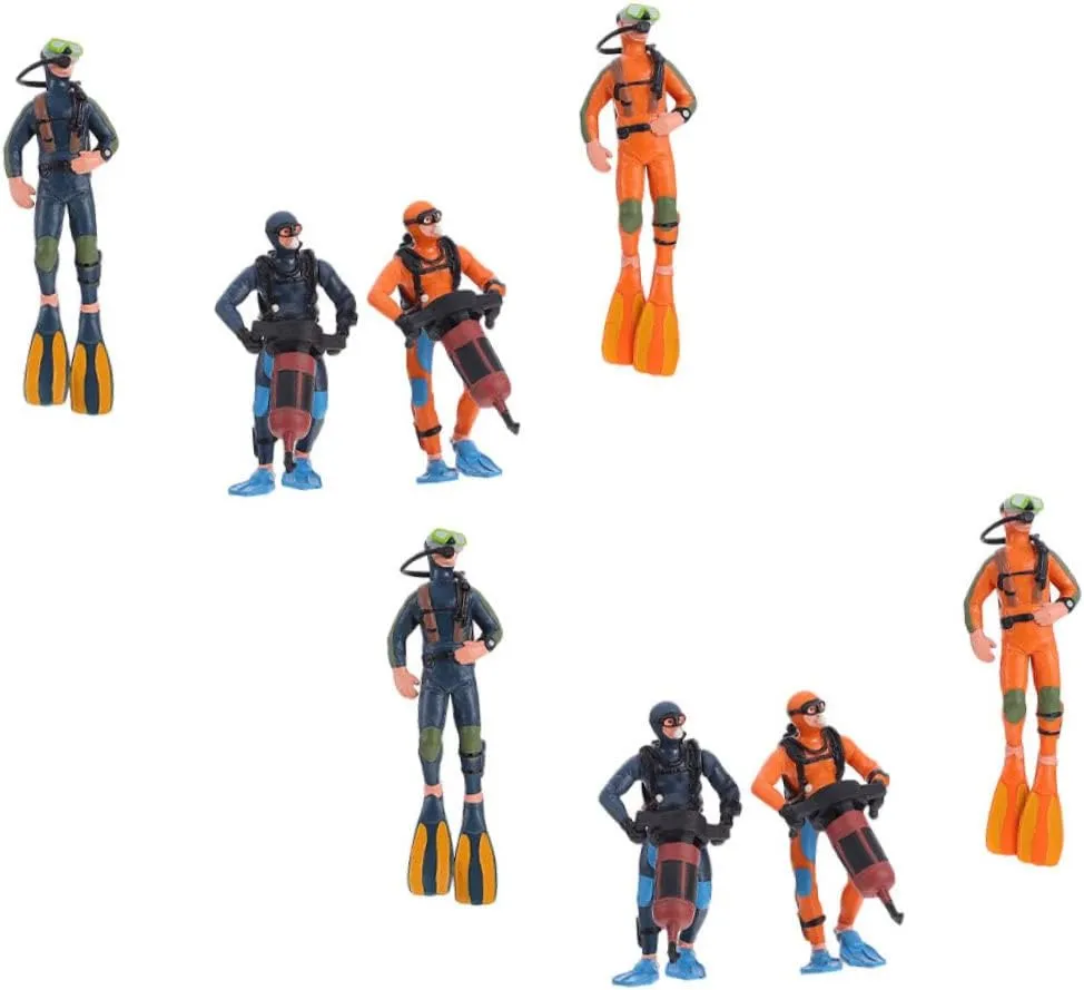 PVC Diver Decorations for Beach Pool partially abundant Garden Bathtub Zerodeko Educational Scuba Diver Mini Figurines 8pcs 