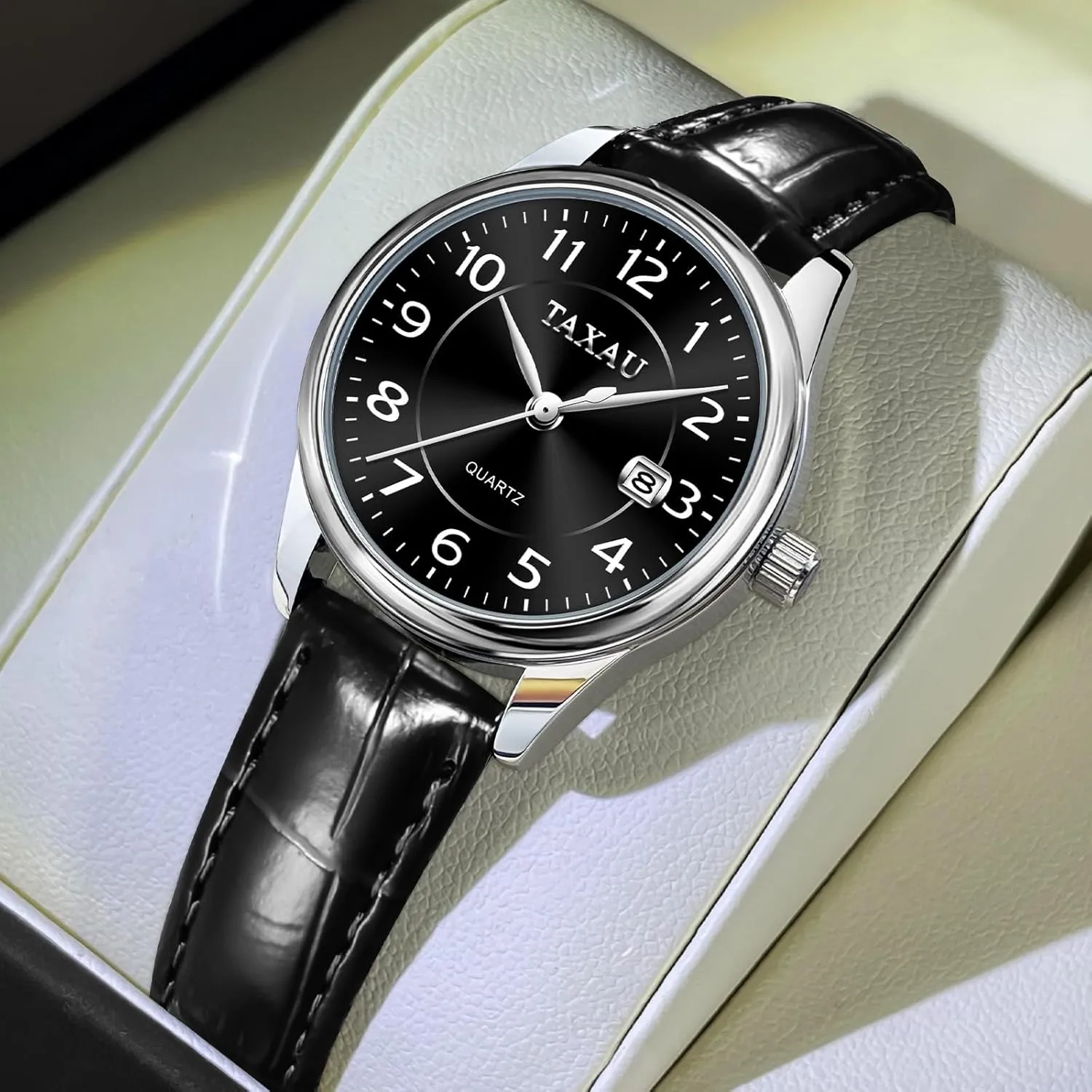 Quartz Easy Read Ladies Watches with Date mine Womens Leather Watch Casual Classic Dainty Women's Dress Watch Business Fashion Waterproof Wrist Watches for Women Analog 