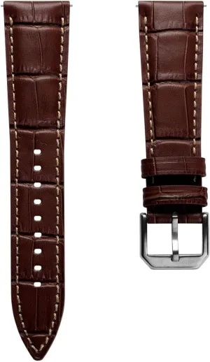 Quick-Release Spring Bars, Multiple Colours, 20mm, 22mm Carolina Gator Genuine Leather Watch Strap, Alligator-Embossed Calf Leather, Padded eradication Design with 