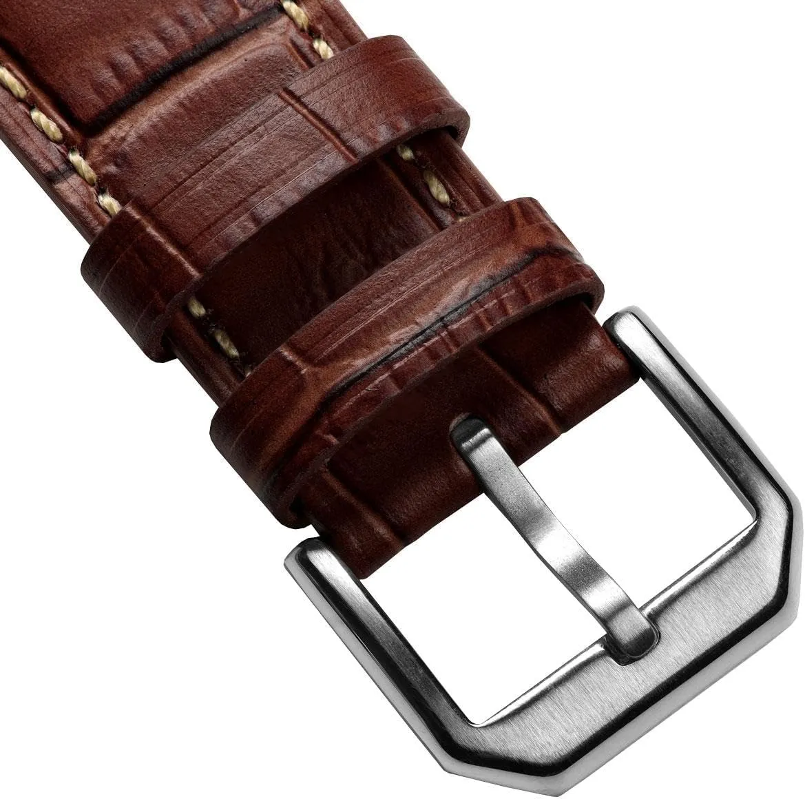 Quick-Release Spring Bars, Multiple Colours, 20mm, 22mm Carolina Gator Genuine Leather Watch Strap, Alligator-Embossed Calf Leather, Padded eradication Design with 