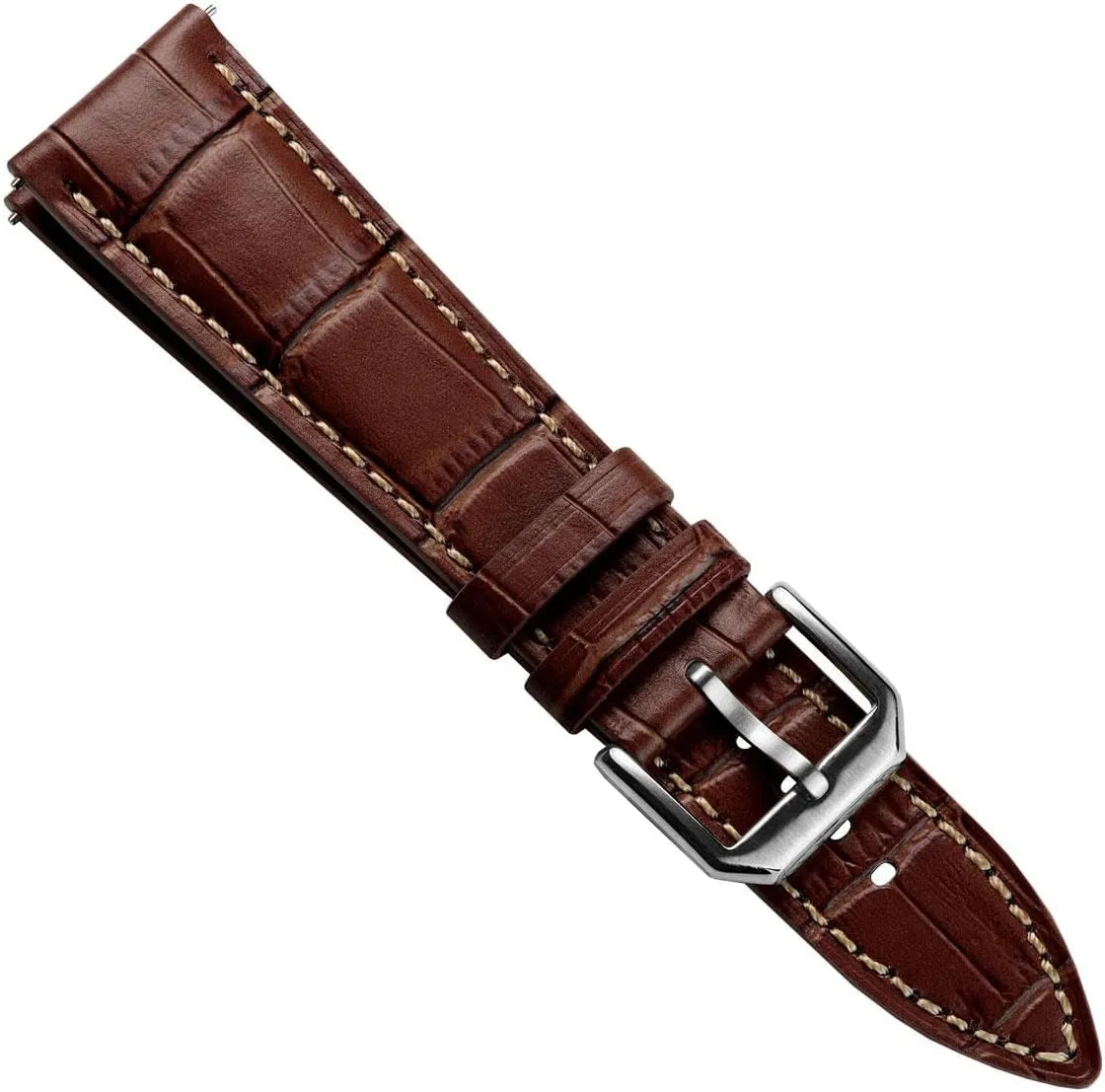 Quick-Release Spring Bars, Multiple Colours, 20mm, 22mm Carolina Gator Genuine Leather Watch Strap, Alligator-Embossed Calf Leather, Padded eradication Design with 