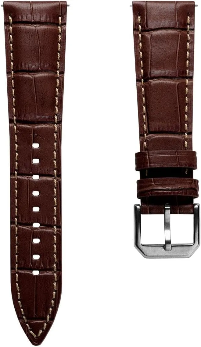 Quick-Release Spring Bars, Multiple Colours, 20mm, 22mm Carolina Gator Genuine Leather Watch Strap, Alligator-Embossed Calf Leather, Padded eradication Design with 