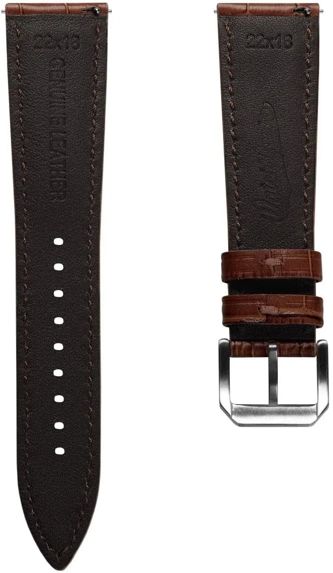 Quick-Release Spring Bars, Multiple Colours, 20mm, 22mm Carolina Gator Genuine Leather Watch Strap, Alligator-Embossed Calf Leather, Padded eradication Design with 