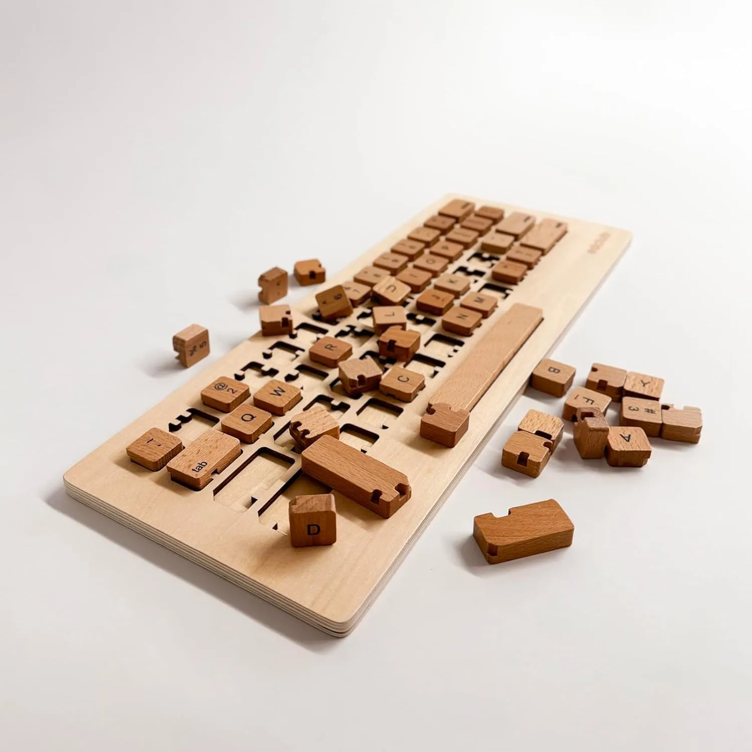 QWERTY Layout, bottom buy revolution Enhances Fine Motor Skills, Brown Wooden Keyboard Puzzle, Introduces 