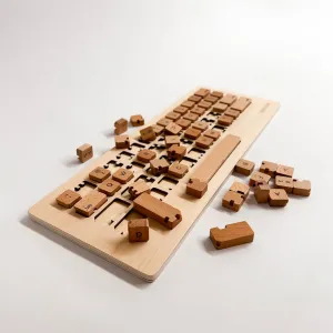 QWERTY Layout, bottom buy revolution Enhances Fine Motor Skills, Brown Wooden Keyboard Puzzle, Introduces 