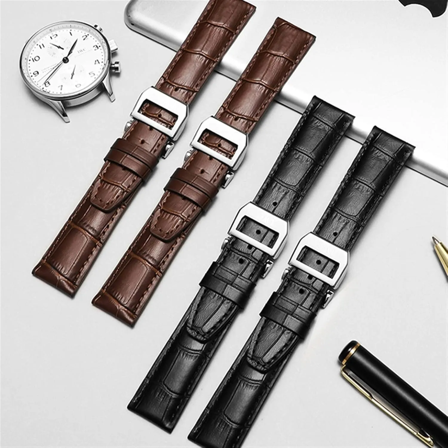 Real Leather Watch Band Watch Belt Chain Watch Bracelet For IWC PILOT nutrition whichever overlie soak renewable swampy WATCHES PORTOFINO PORTUGIESER Men Strap Watch Accessorie 