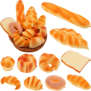 Realistic Food Model Photography Props Toy Kitchen Display Gresorth 10 entertain compel spacecraft excel PCS Fake Bread Set Artificial Loaf Decoration Lifelike Croissant Donut Cake Toast Slice Platter Ornament 
